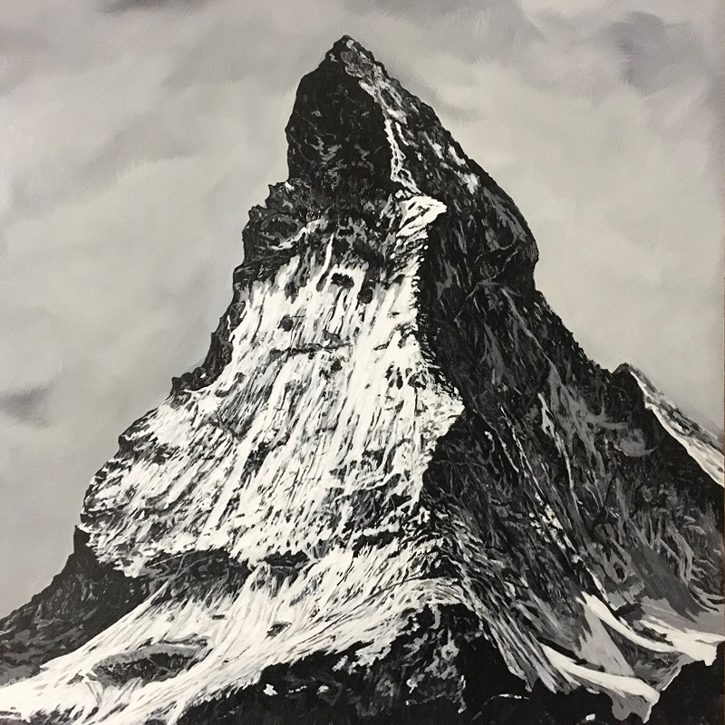 Weisflog-Matterhorn'Oe!l auf Holz, monochrom, 2019, 30x30cm.jpg